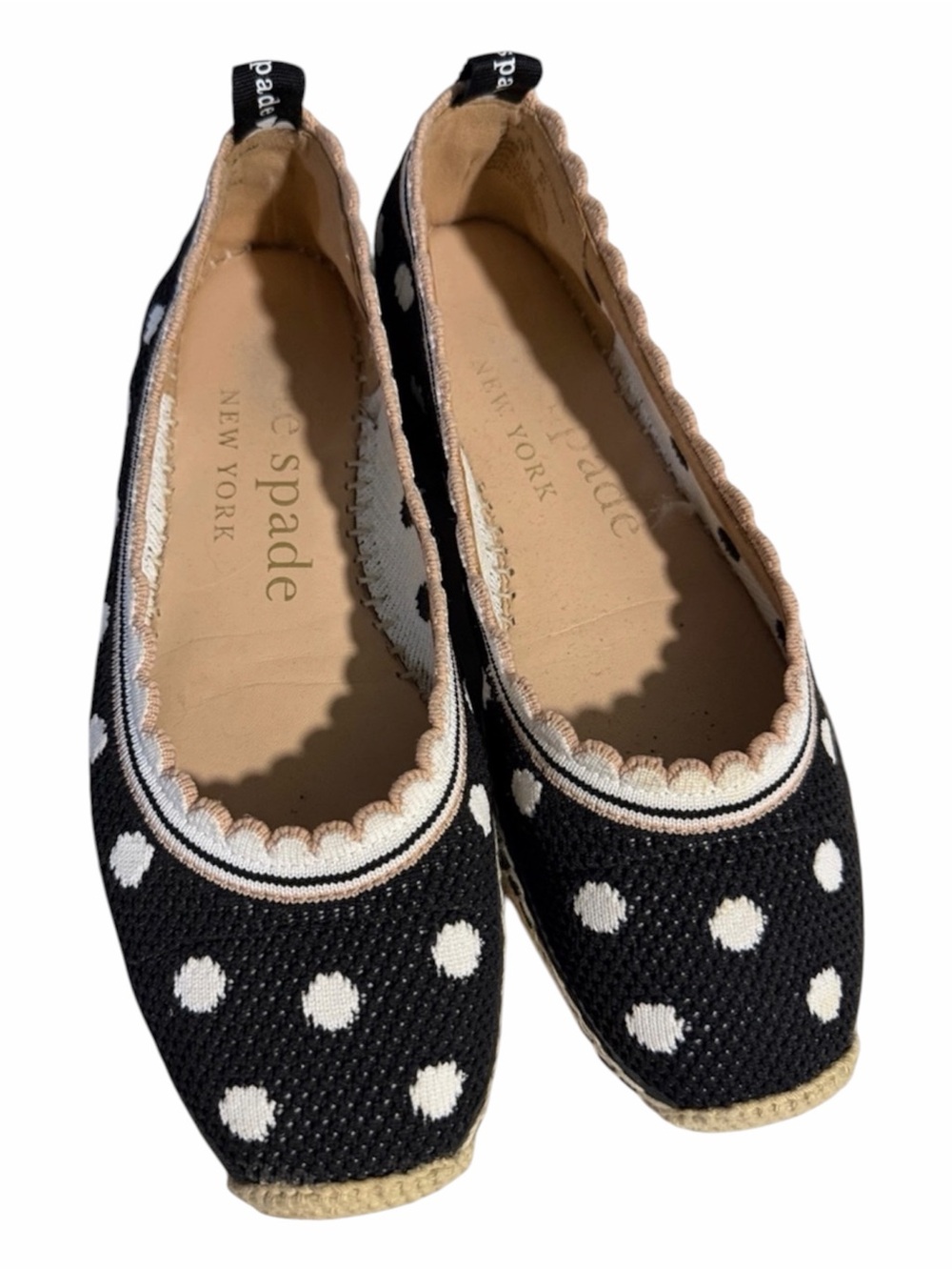 Kate Spade Knottingham Espadrille Polka Dot Scalloped Ballet Flats